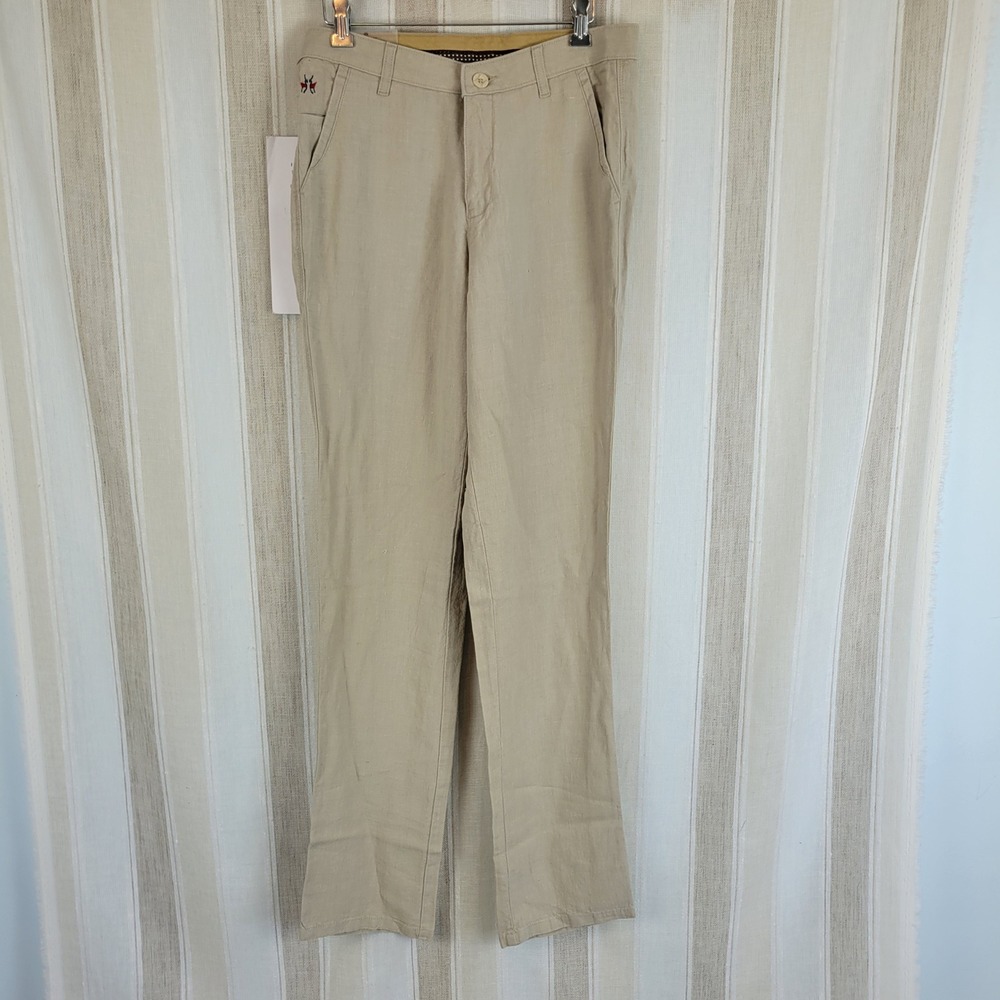 Crimsoune Club Flat Front Smart Fit Basic Tan Khaki Casual Pants Size 32